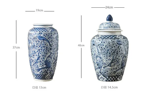 Chinese Antique Home Goods Decorative Ceramic Blue and White Porcelain Ginger Jar