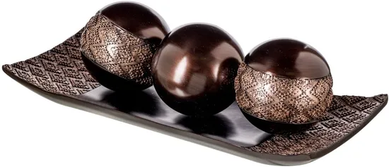 Creative Scents Dublin Home Decor Tray and Orbs Set - Coffee Table Decor Centerpiece Table Decorations Bowl with Spheres - Decorative Accents Balls for Living