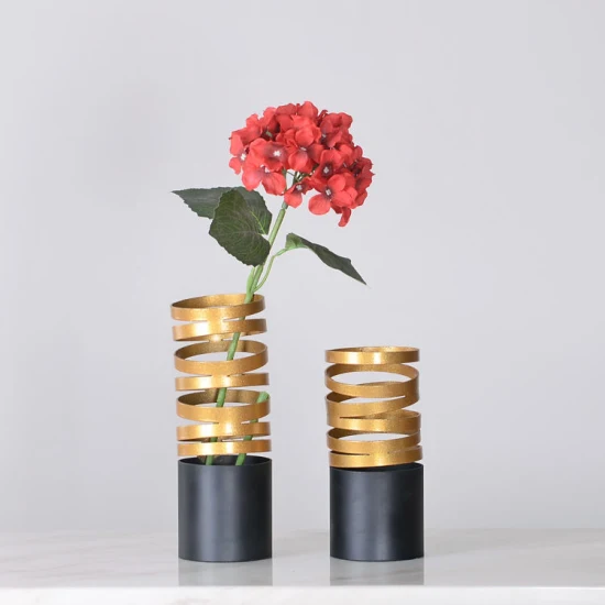 Decorative Metal Flower Vase Modern Home Decor Accessory Livingroom Desktop Accents