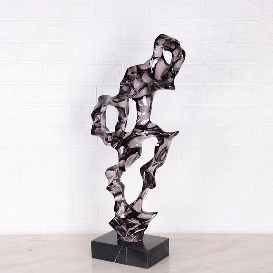 Home Decor Accessory Abstract Clear Resin Sculpture with Marble Base