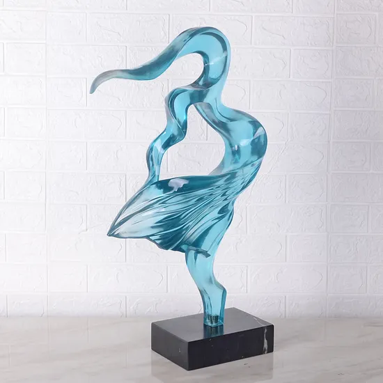 Home Decor Accessory Abstract Clear Resin Sculpture with Marble Base