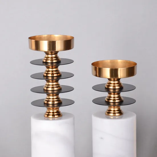 Hot Selling Candle Holder Marble and Steel Pillar Candle Holder Gifts & Crafts Stylish Candle Holder