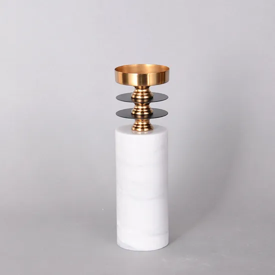 Hot Selling Candle Holder Marble and Steel Pillar Candle Holder Gifts & Crafts Stylish Candle Holder