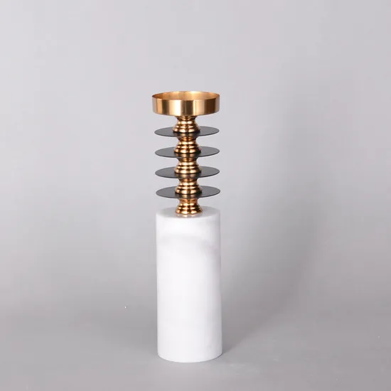 Hot Selling Candle Holder Marble and Steel Pillar Candle Holder Gifts & Crafts Stylish Candle Holder