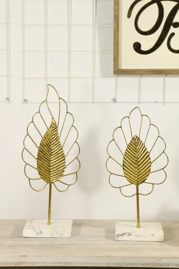 Ins Iron Gold Metal Leaf Shap, Metallic Wire Leaf Sculpture Contemporary Metal Art Home Decor for Living Room Home Decor Ornaments