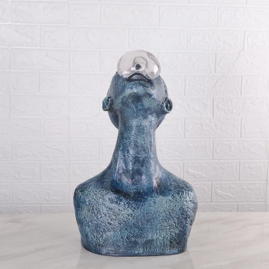 Modern Home Decorations Resin Bust Sculpture in Blue