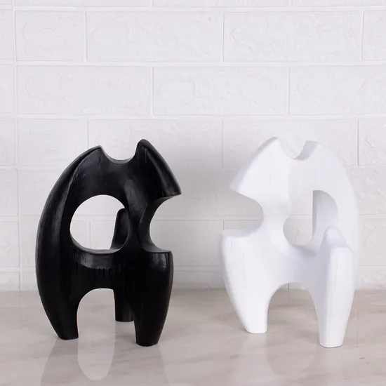 Resin Sculpture Abstract in Black and White Desktop Modern Home Decor Accessories