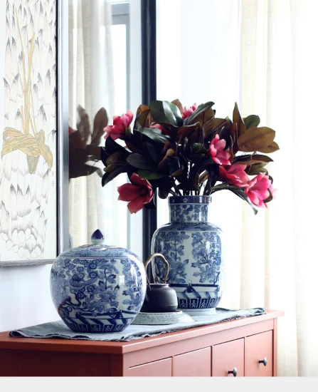 Traditional Chinese White and Blue Porcelain Vases