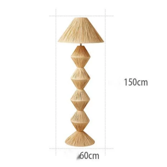 Ambient Floor Lamp Living Room Study B&B Bedroom Zen Tea Room Lamp Japanese Wabi-Sabi Style Raffia Standing Light