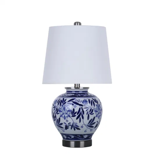 American Ceramic Bamboo Leaf Pattern Bedside Table Lamp