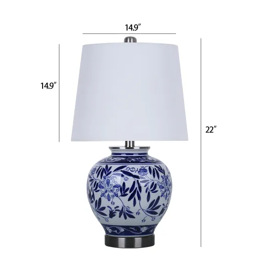 American Ceramic Bamboo Leaf Pattern Bedside Table Lamp