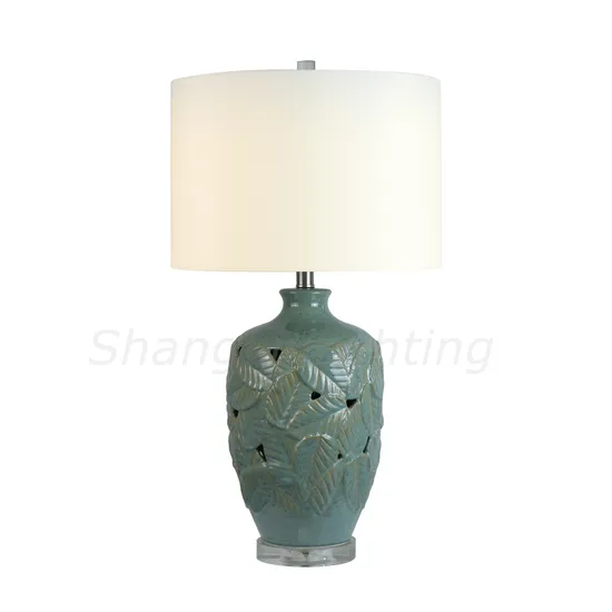 American Classic Leaf Pattern Ceramic Hollow Table Lamp American Country Nordic New Chinese Table Lamp Manufacture