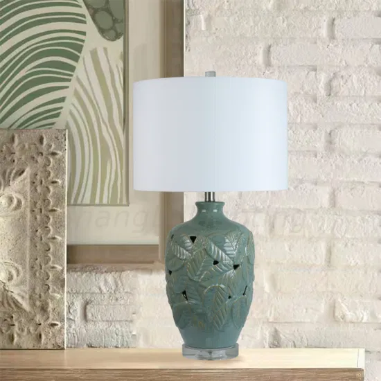 American Classic Leaf Pattern Ceramic Hollow Table Lamp American Country Nordic New Chinese Table Lamp Manufacture