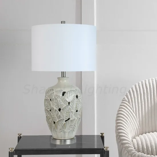 American Classic Leaf Pattern Ceramic Hollow Table Lamp American Country Nordic New Chinese Table Lamp Manufacture