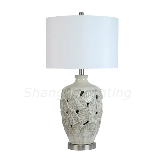 American Classic Leaf Pattern Ceramic Hollow Table Lamp American Country Nordic New Chinese Table Lamp Manufacture