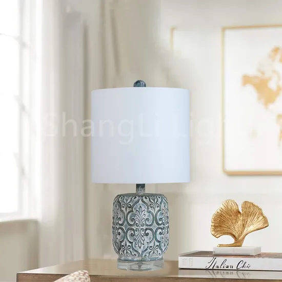 American Resin Table Lamp Bedroom Bedside Table Creative Blue Living Room Table Lamp American Retro Table Lamp