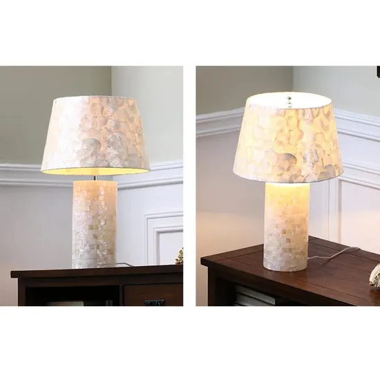 Antique Design Shade Shell Light Pieces Table Lamp for Bedroom Living Room LED