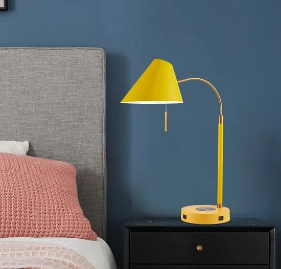 Bedroom Bedside Desk Lamp with Dual USB Charger Wireless Charging Table Lamp