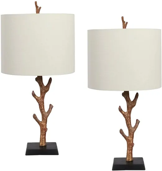 Bedside Table Lamp Tree Desk Lamps with White Shade for Living Room, Bedroom