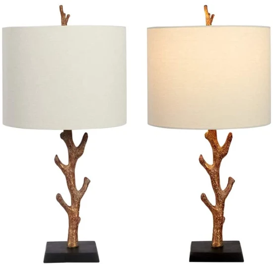 Bedside Table Lamp Tree Desk Lamps with White Shade for Living Room, Bedroom