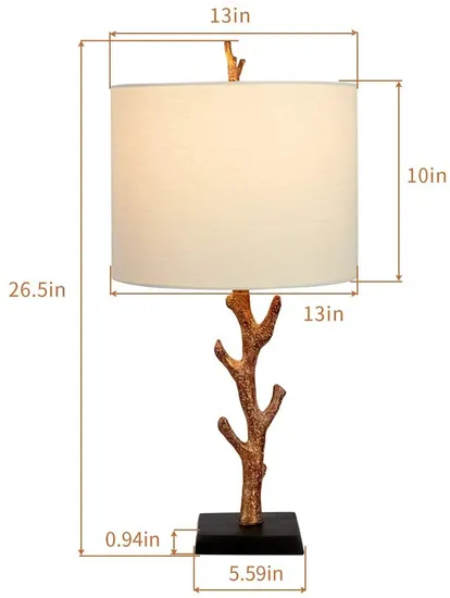 Bedside Table Lamp Tree Desk Lamps with White Shade for Living Room, Bedroom