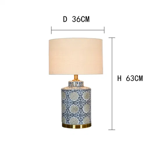 Blue and White Antique Jar Lamps Bedroom Ceramic Porcelain Lamp Table for Hotel Bedroom