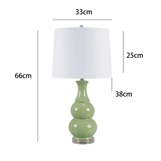 Cheap Wholesale Green Gourd Shape Retro Design Base Exquisite Indoor Lighting Table Lamp Ceramic