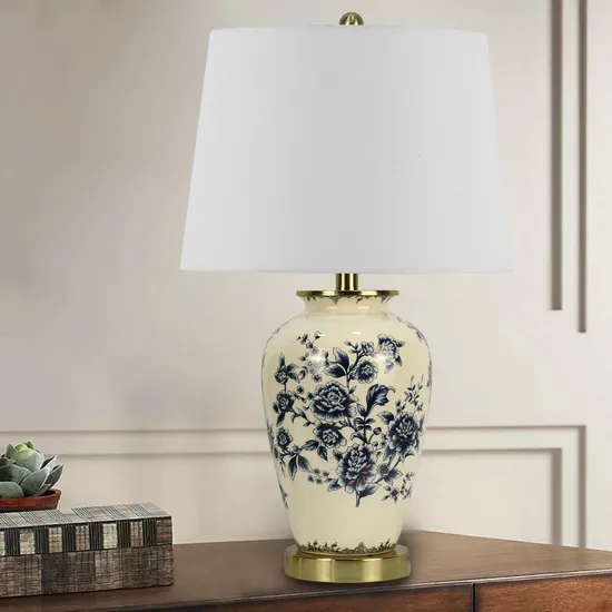 Chinese Style Flower Shaped Ceramic Table Lamp Living Room Luxury Modern Antique Classical Ceramic Table Lamp