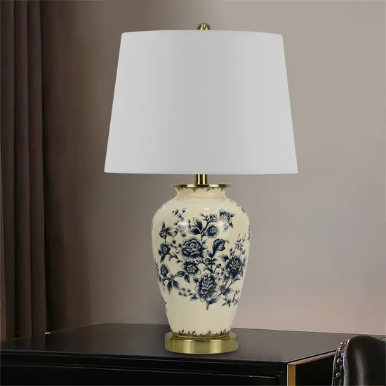 Chinese Style Flower Shaped Ceramic Table Lamp Living Room Luxury Modern Antique Classical Ceramic Table Lamp