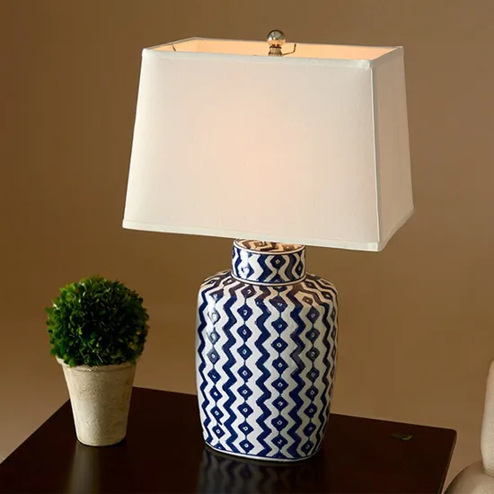 Chinese Style Retro Simple Home Decor Bedroom Ceramic LED Desk Light Table Lamp