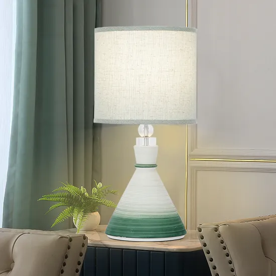 Fabric Lampshade Cone Lampshades in High Quality Ceramic Table Lamp