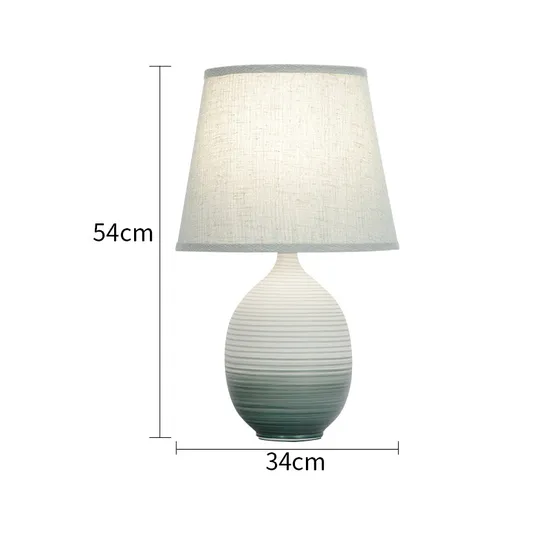 High Quality Stripe White and Blue Ceramic Table Lamp for Home Hotel LED Lights