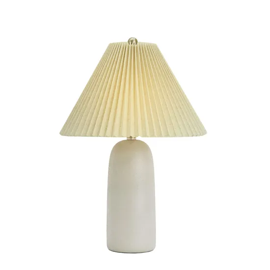 Nordic Modern Simple Retro Cream Ceramic Pleated Table Lamp Bedroom Bedside Living Room Warm and Romantic Atmosphere Lamp