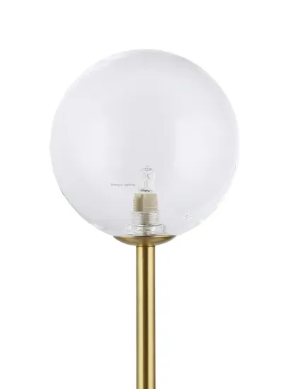 Simple Clear Round Ball Light Metal Gold Brown Bronze White Marble Base Table Lamp