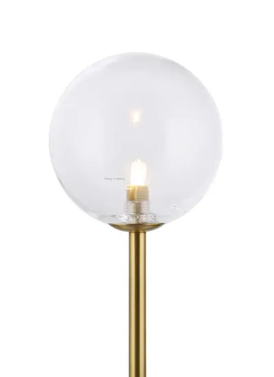 Simple Clear Round Ball Light Metal Gold Brown Bronze White Marble Base Table Lamp