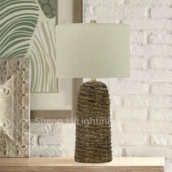 Villa American Country Table Lamp Handmade Creative Personality Lamps Natural Hemp Rope Table Lamp Simple Fabric Bedside Study Table Lamp