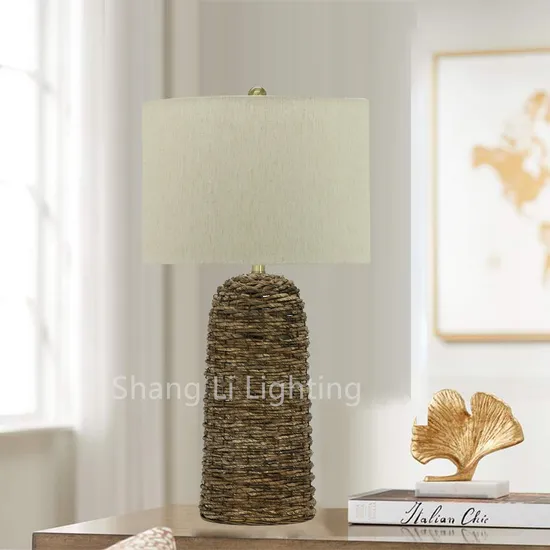 Villa American Country Table Lamp Handmade Creative Personality Lamps Natural Hemp Rope Table Lamp Simple Fabric Bedside Study Table Lamp