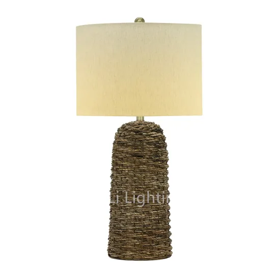 Villa American Country Table Lamp Handmade Creative Personality Lamps Natural Hemp Rope Table Lamp Simple Fabric Bedside Study Table Lamp