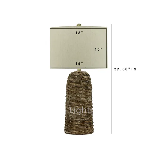 Villa American Country Table Lamp Handmade Creative Personality Lamps Natural Hemp Rope Table Lamp Simple Fabric Bedside Study Table Lamp