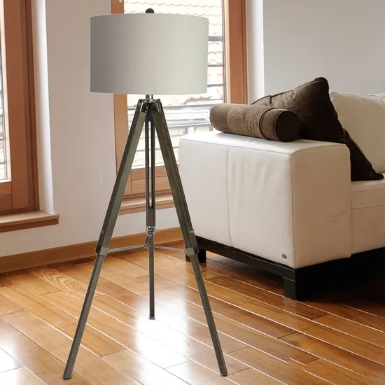 Home Decor Burlap Fabric Shade Wood Frame Tripod Floor Lamp and Table Lamp for Home Hotel Decoration Home Living