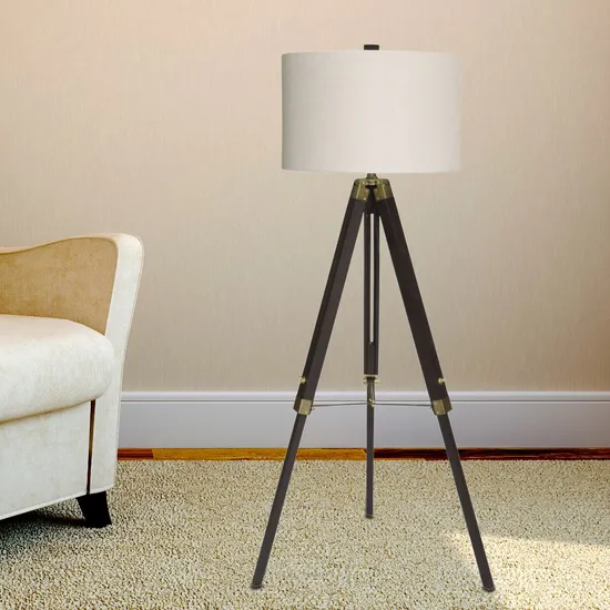 Home Decor Burlap Fabric Shade Wood Frame Tripod Floor Lamp and Table Lamp for Home Hotel Decoration Home Living