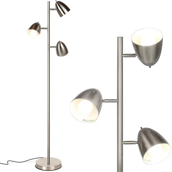 MID Century Floor Lamp - 3 Modern Standing Lamp with Foot Pedal Stand up Lights for Living Room, Bedroom