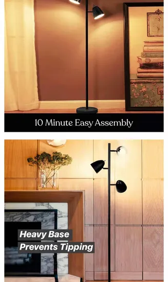 MID Century Floor Lamp - 3 Modern Standing Lamp with Foot Pedal Stand up Lights for Living Room, Bedroom