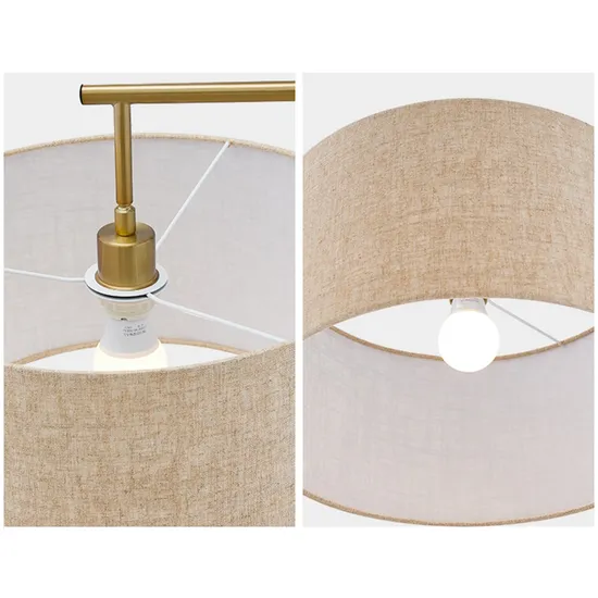 Modern Floor Lamp Metal Base Linen Lampshade Floor Standing Light