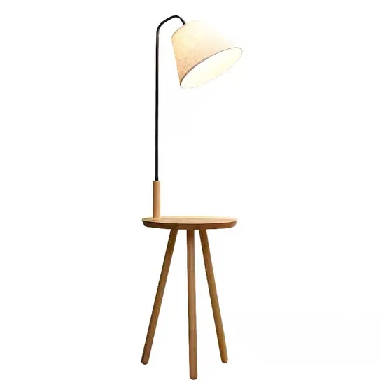 Nordic Simple Solid Wood Floor Lamp Living Room Study Bedroom Hotel Sofa Coffee Table Vertical Remote Control Floor Lamp