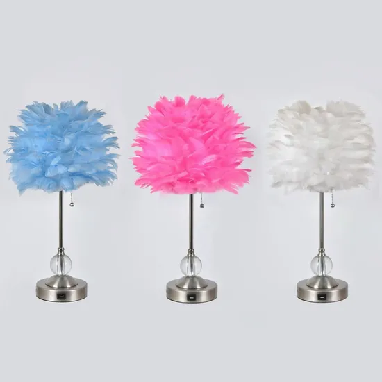 Pink Blue White Plume Feather Floor Lamp Modern for Home Living Room Table Lamp