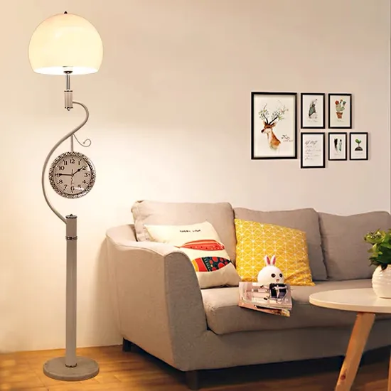 Post Modern Simple Living Room with Clock Vertical Lamp Floor Lamp Bedroom Corner Sofa Creative Iron Lamp Floor Lamp