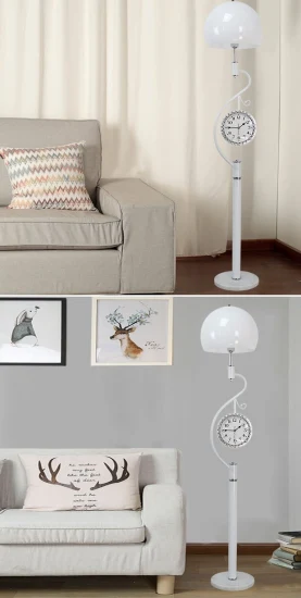 Post Modern Simple Living Room with Clock Vertical Lamp Floor Lamp Bedroom Corner Sofa Creative Iron Lamp Floor Lamp