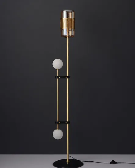 Scandinavian Post-Modern Copper Glass Floor Lamp