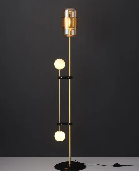 Scandinavian Post-Modern Copper Glass Floor Lamp